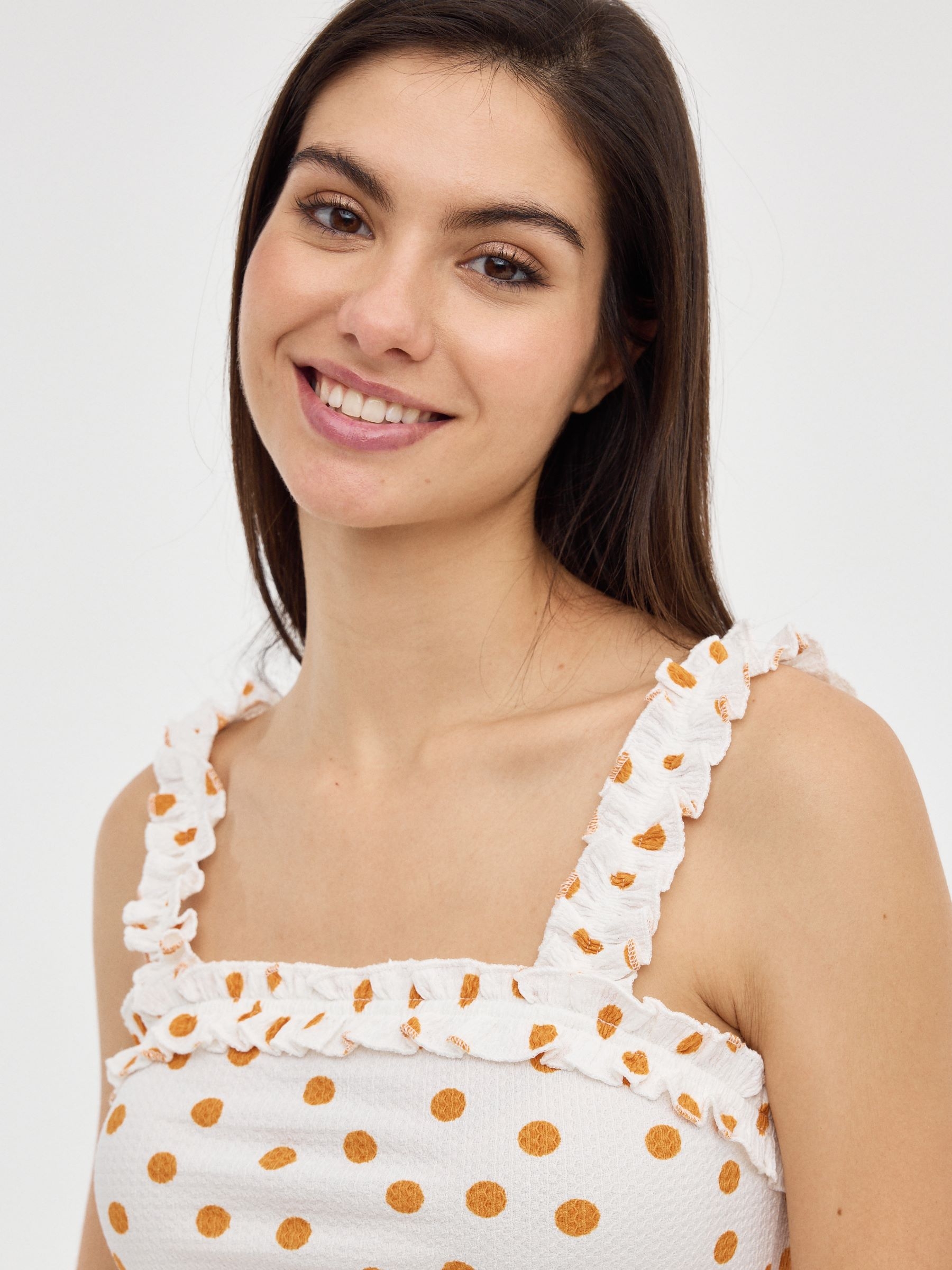 Dots curly top egg yolk yellow middle front view