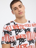 %Pto% T-shirt com texto impresso branco