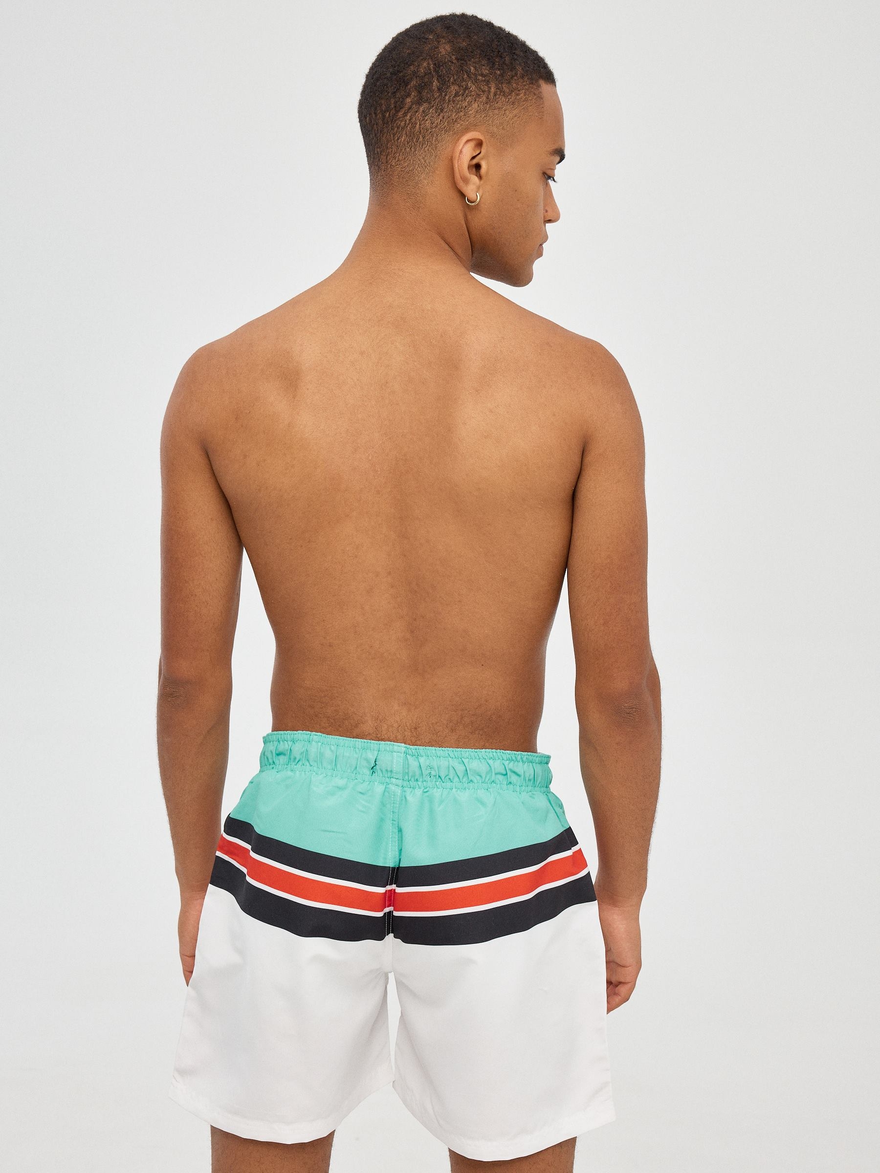 Striped swimsuit with stamp