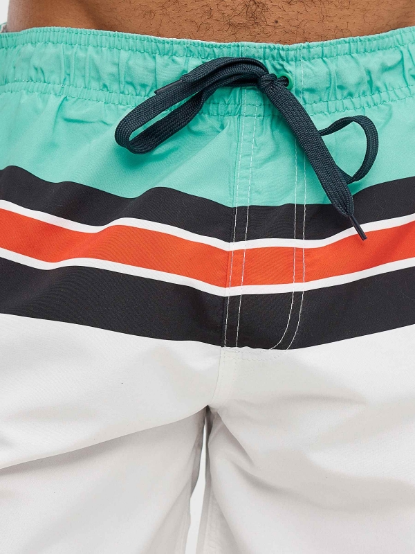 Striped swimsuit with stamp green