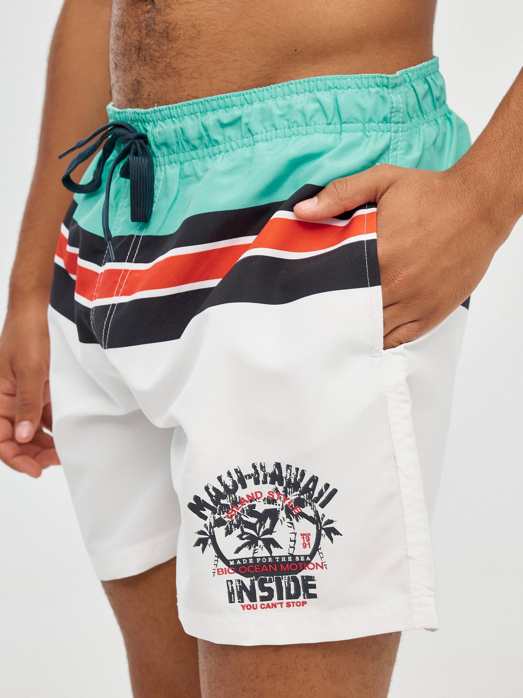 Fato de banho às riscas com carimbo