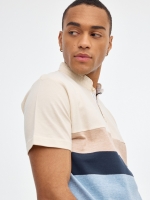 %Pto% Striped pique polo shirt sand