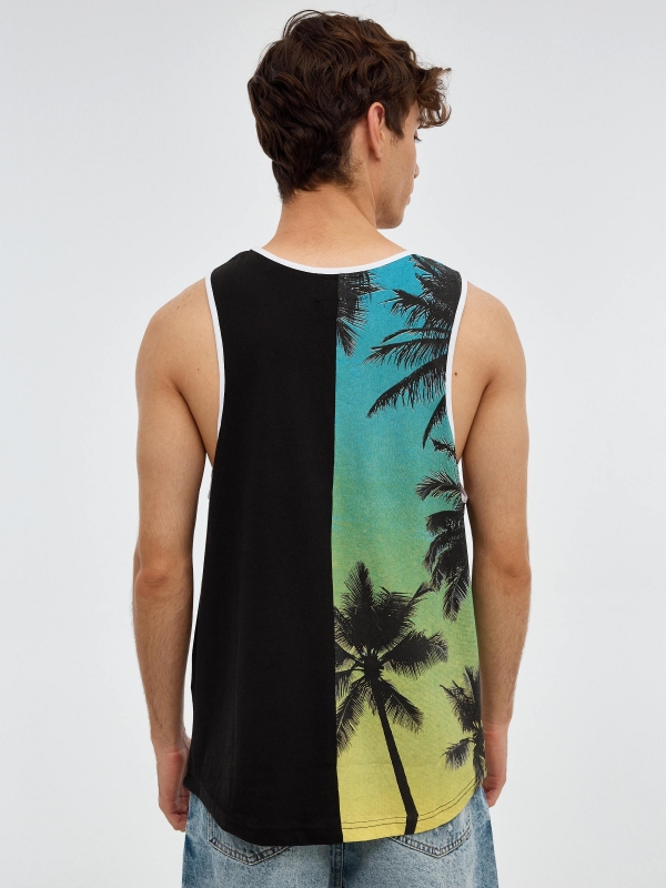 T-shirt Vibes Tropical preto vista meia traseira