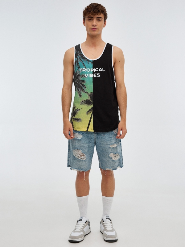 Tropical Vibes T-shirt black front view