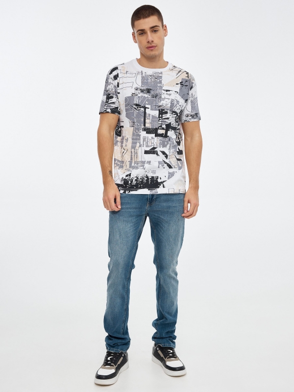 Total print t-shirt white front view