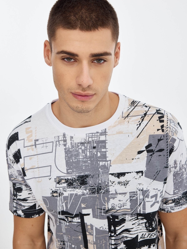 Camiseta estampado total blanco
