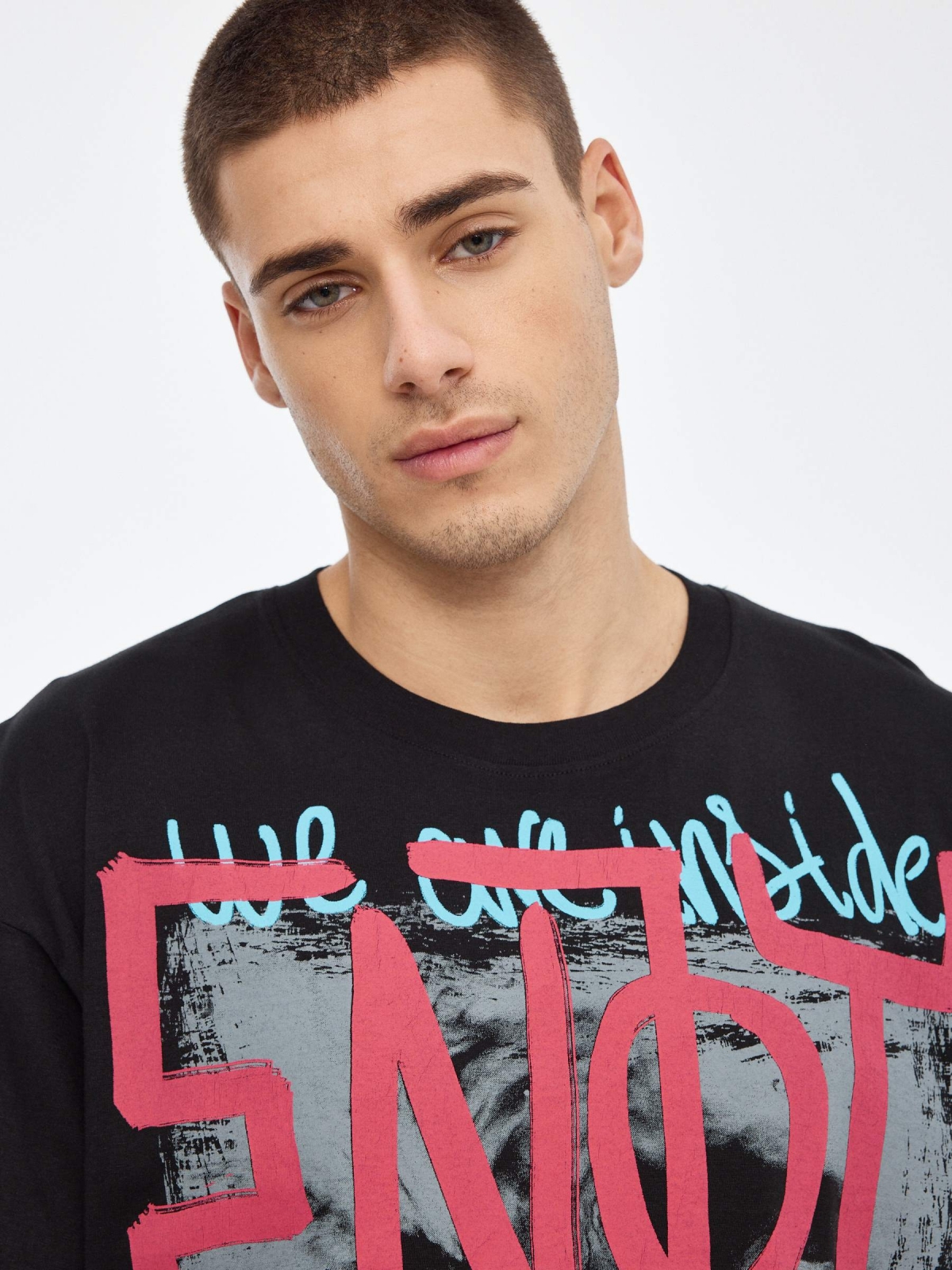 T-shirt printed text black