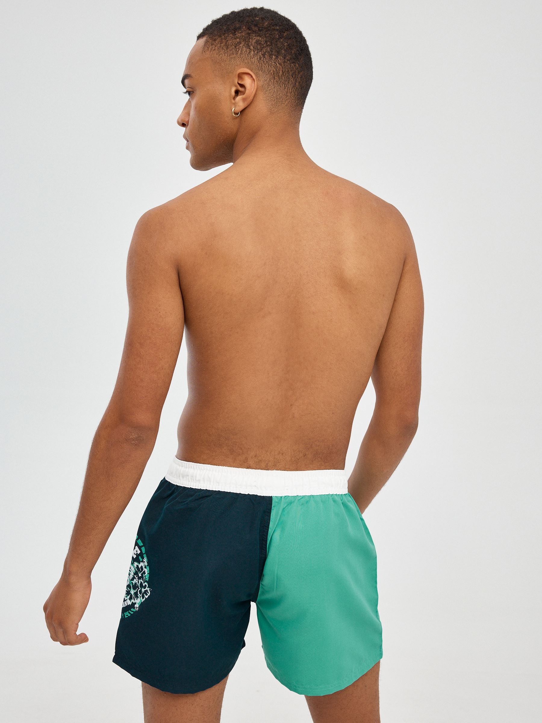 Colour block swimsuit with stamp