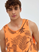 %Pto% Camiseta tirantes hojas palmeras salmón