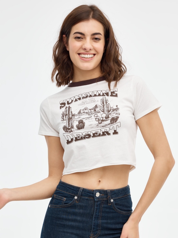 Sunshine crop top off white middle front view