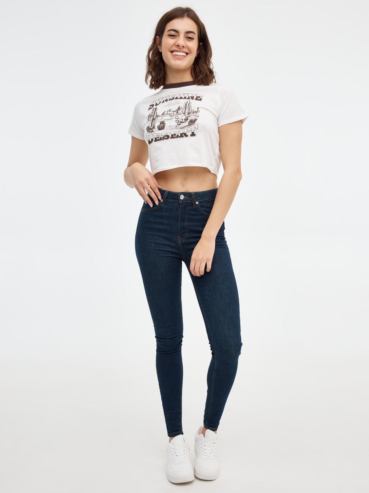 Sunshine crop top off white front view