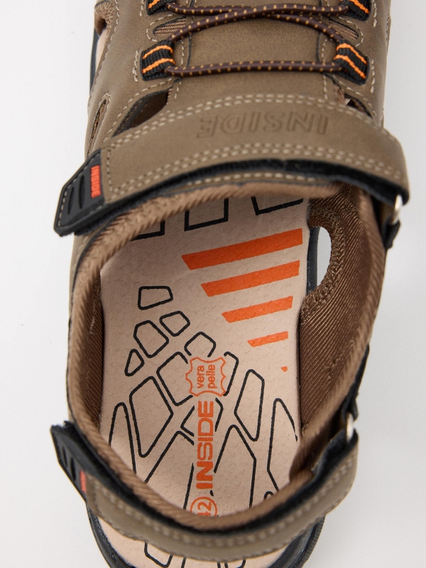 Sandália de caranguejo desportivo velcro marrom terra