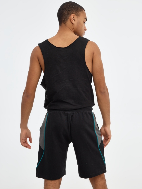 Sport jogger bermuda shorts black middle back view