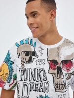 %Pto% T-shirt de caveiras sobredimensionadas branco