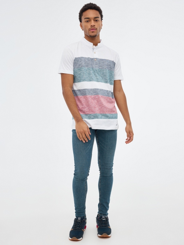 Polo Color Block Stripes red front view