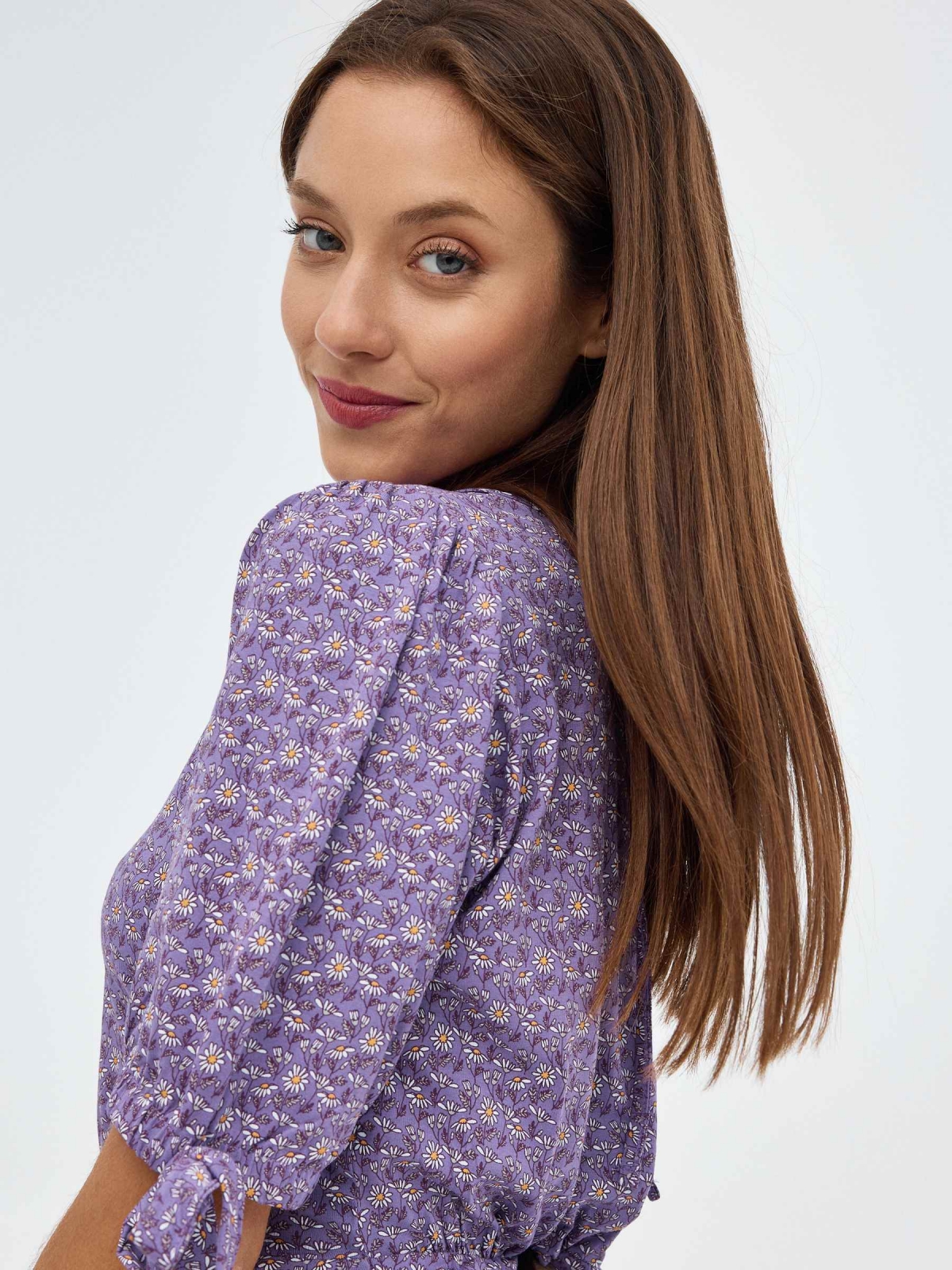 %Pto% Printed jumpsuit with slit lilac