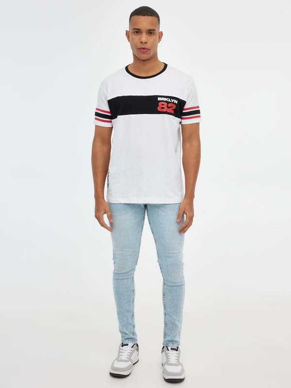 T-shirt de desporto branco vista geral frontal