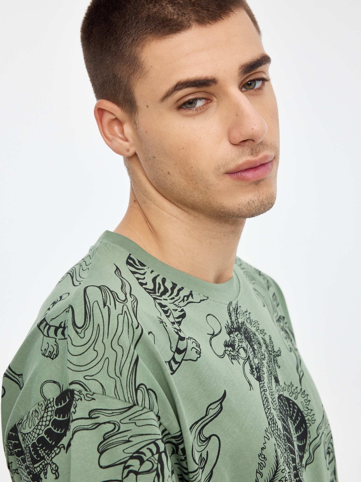 %Pto% Japanese T-shirt olive green