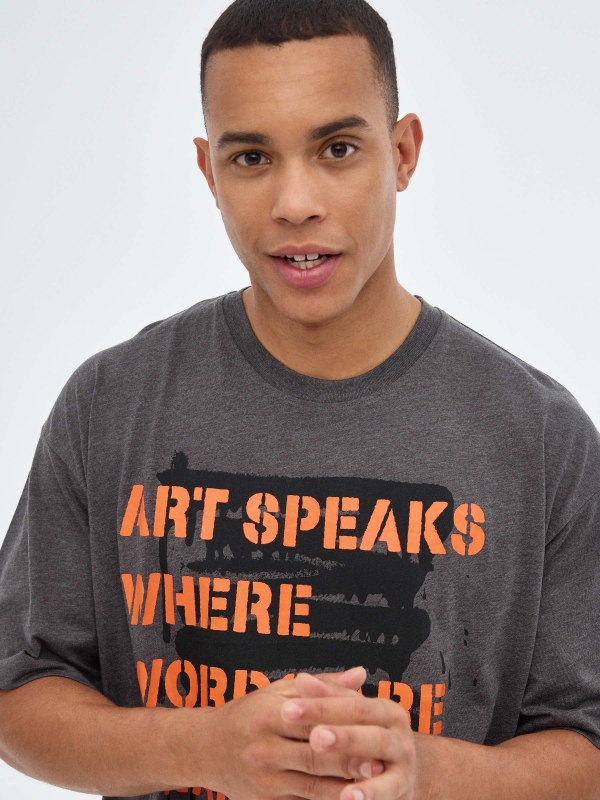 Oversized words t-shirt dark melange