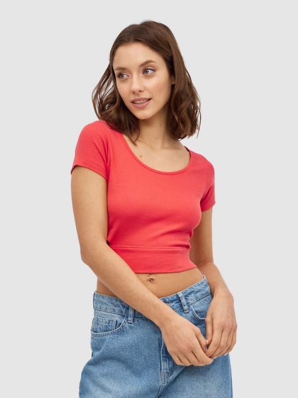 Cut out crop top red