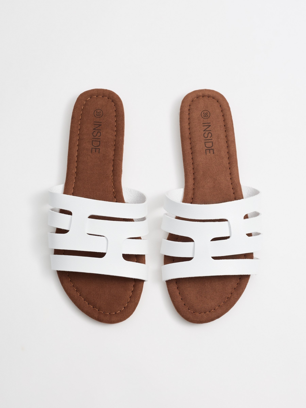 White interwoven slide sandal