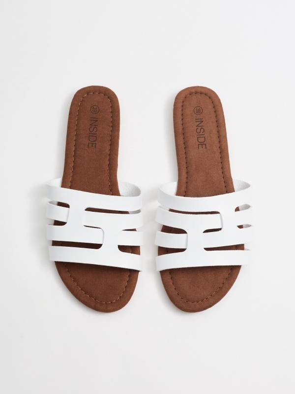 White interwoven slide sandal