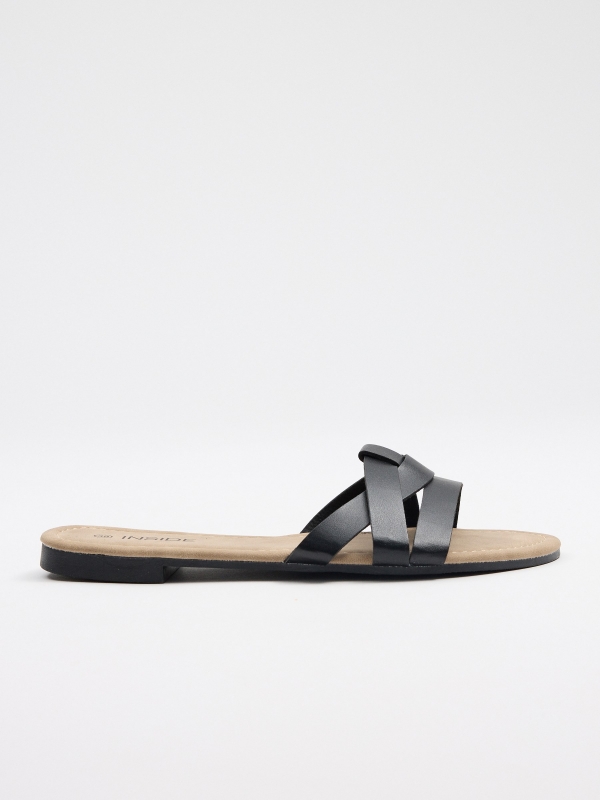 Strappy thong sandal black/beige
