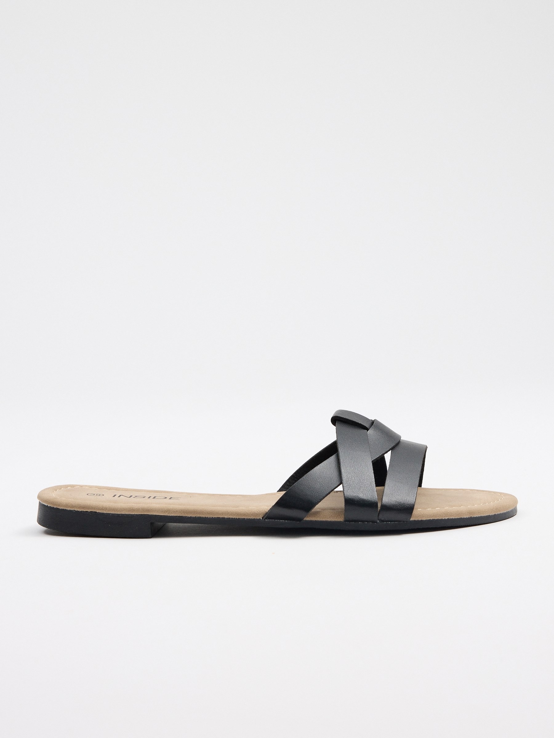 Strappy thong sandal black/beige