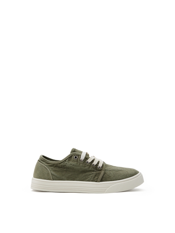 Zapatilla lona lavada verde oliva