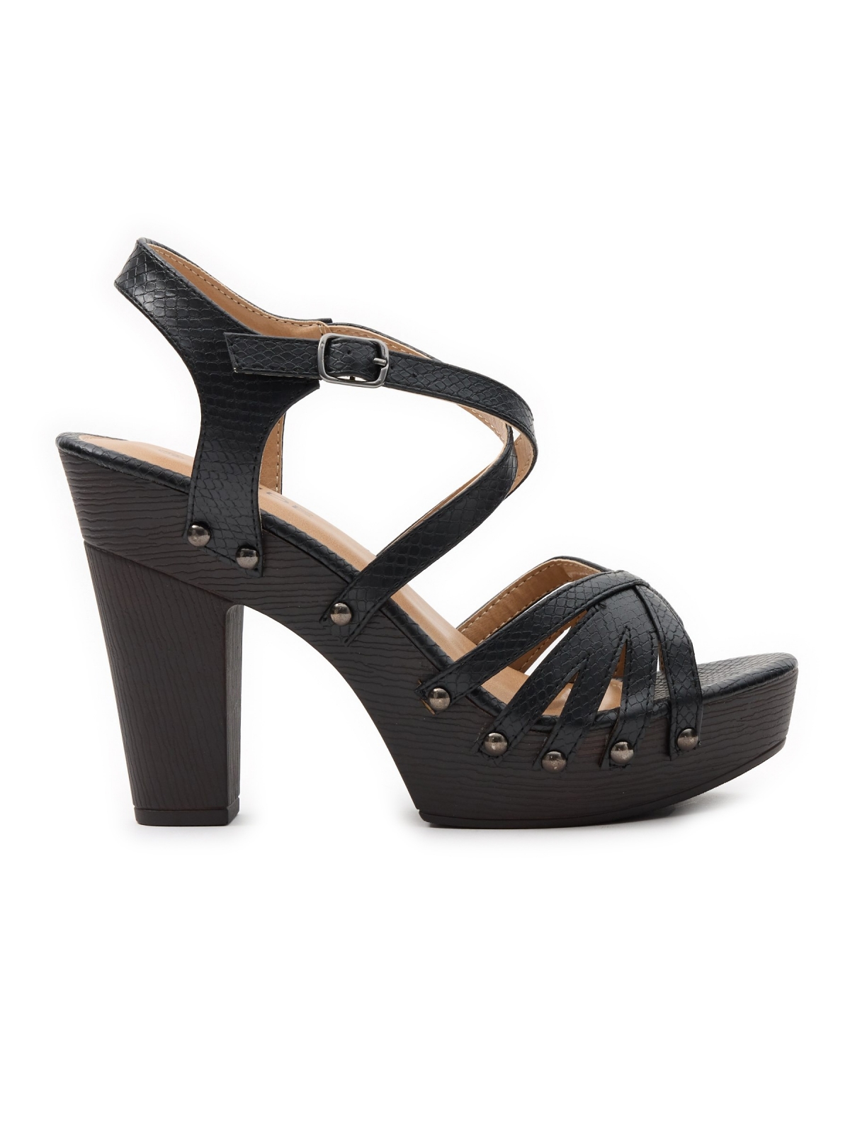 Snake strappy sandal black