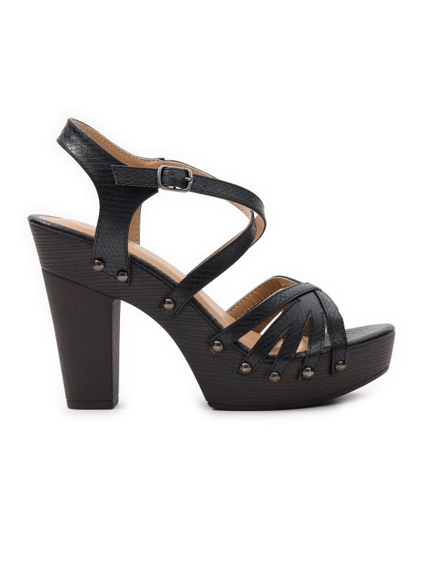 Snake strappy sandal black