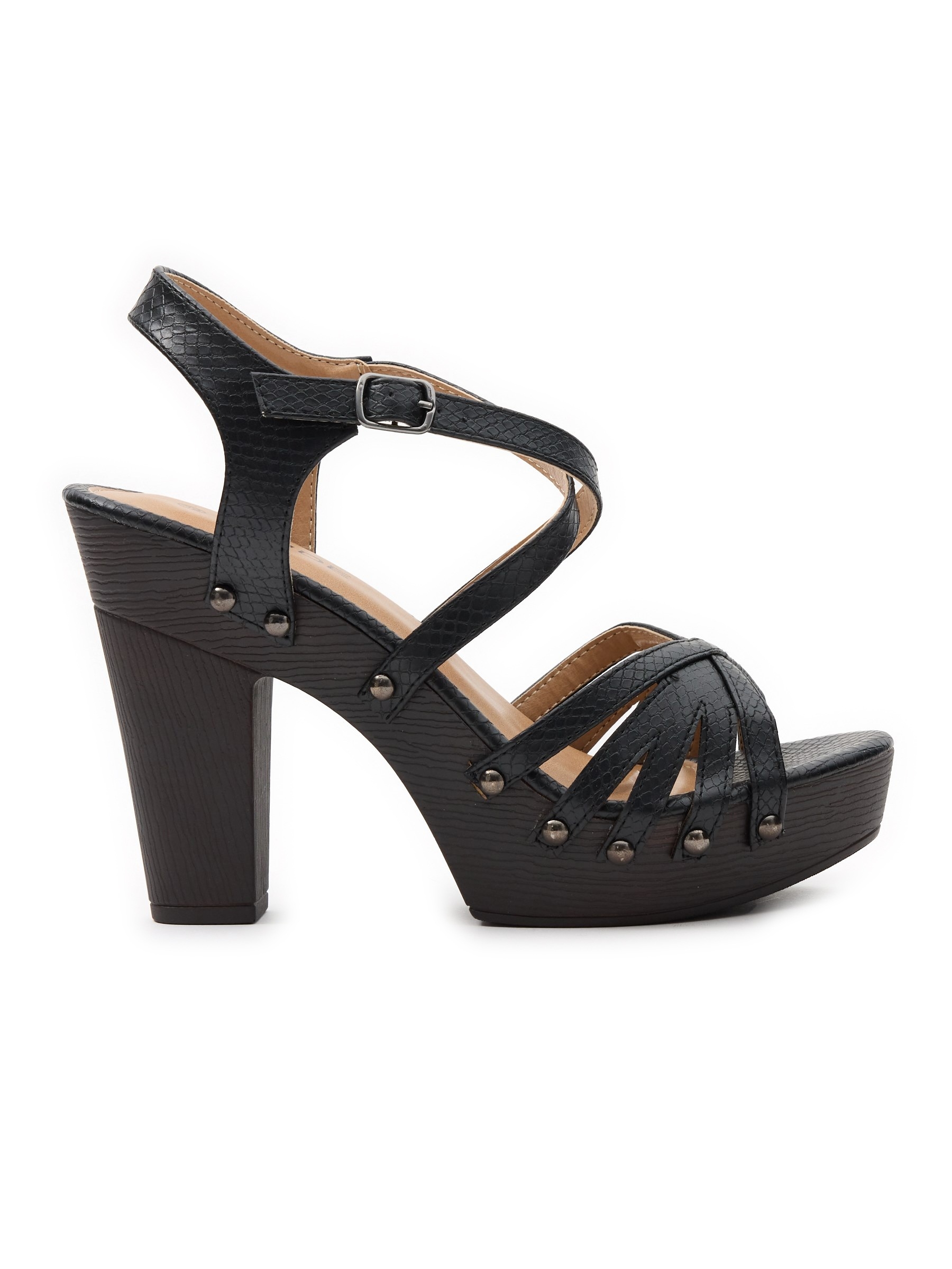 Snake strappy sandal black