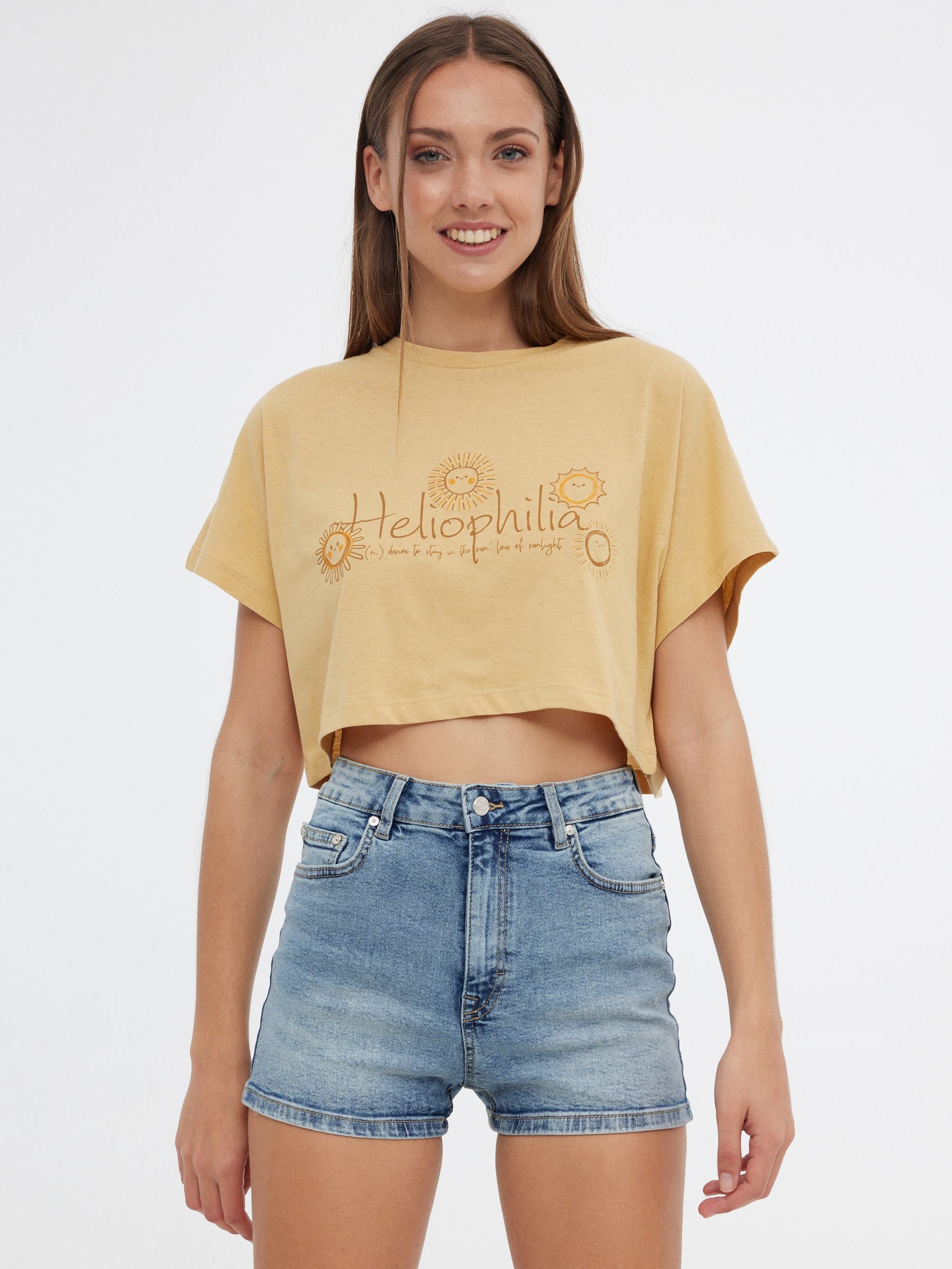 Shorts denim tiro alto azul