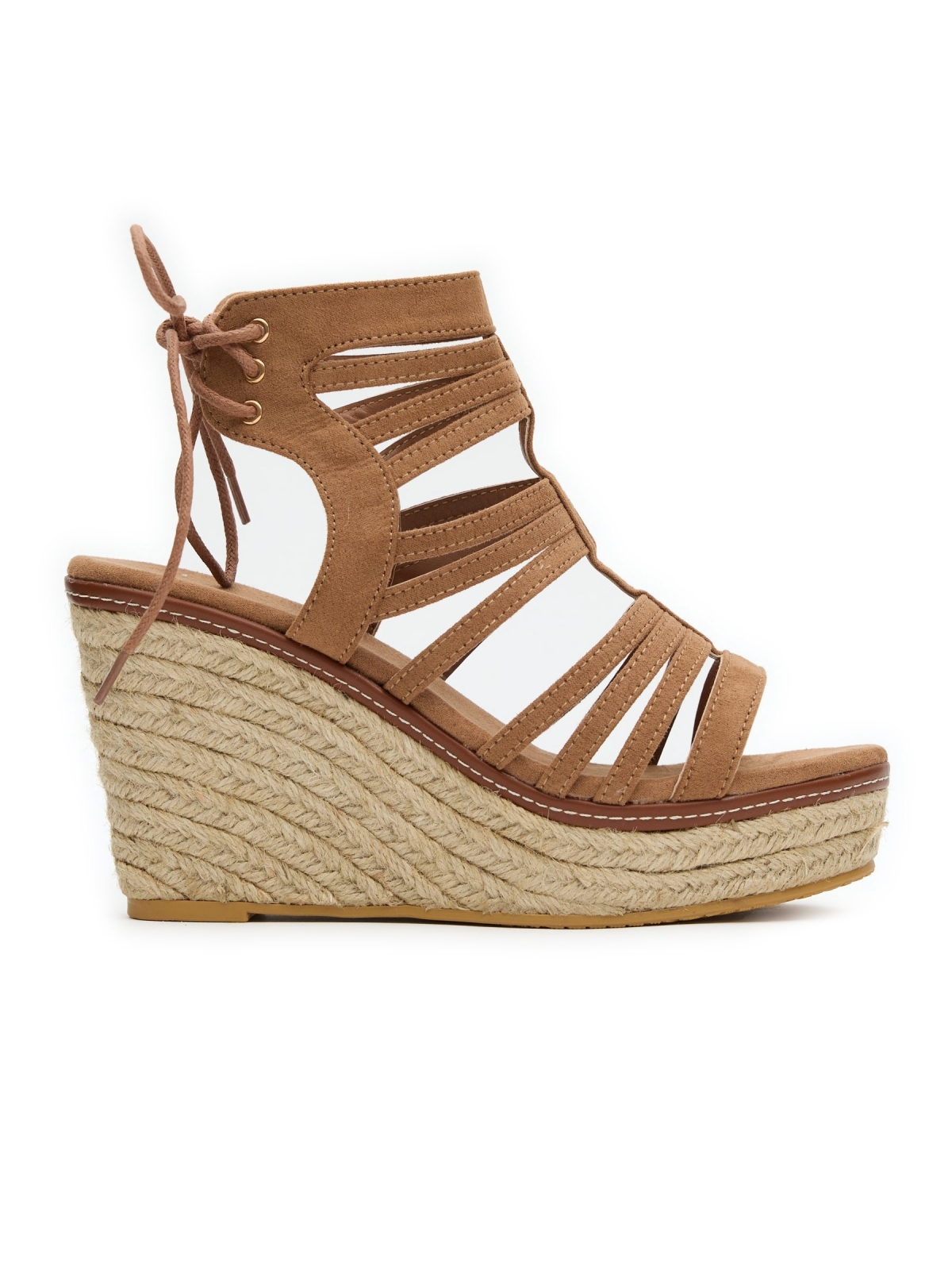 Miltiras wedge with lace earth brown