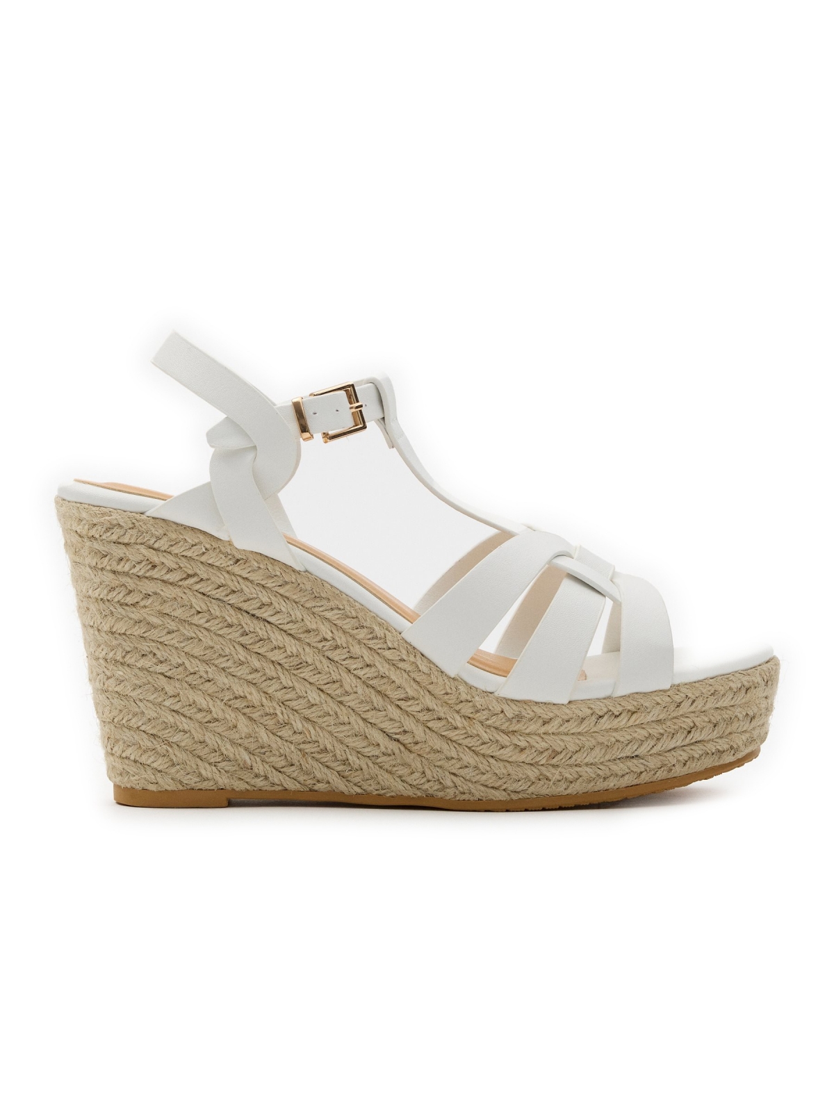 Jute wedge with strips white