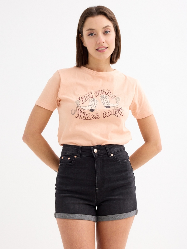 Short denim high rise slim negro