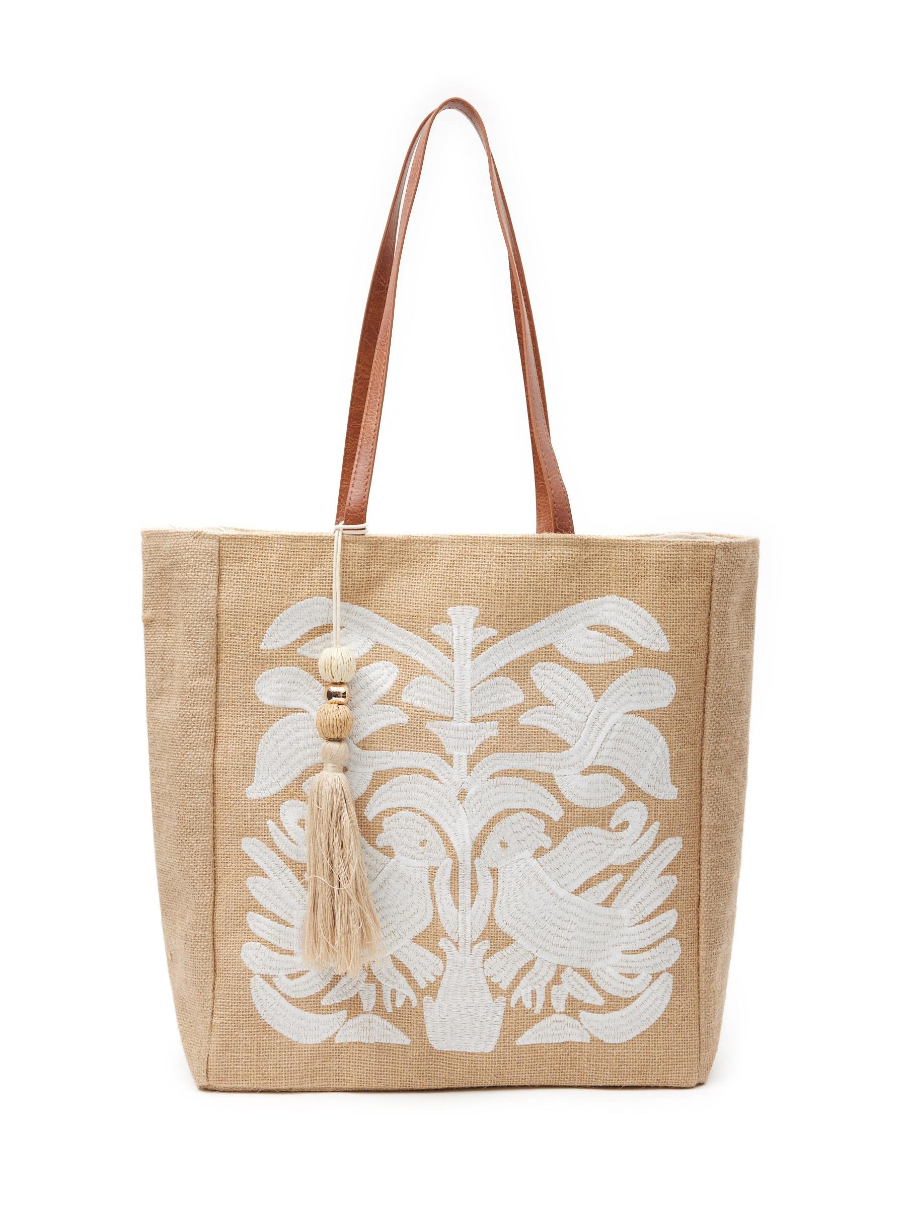 Bolso tote de yute beige