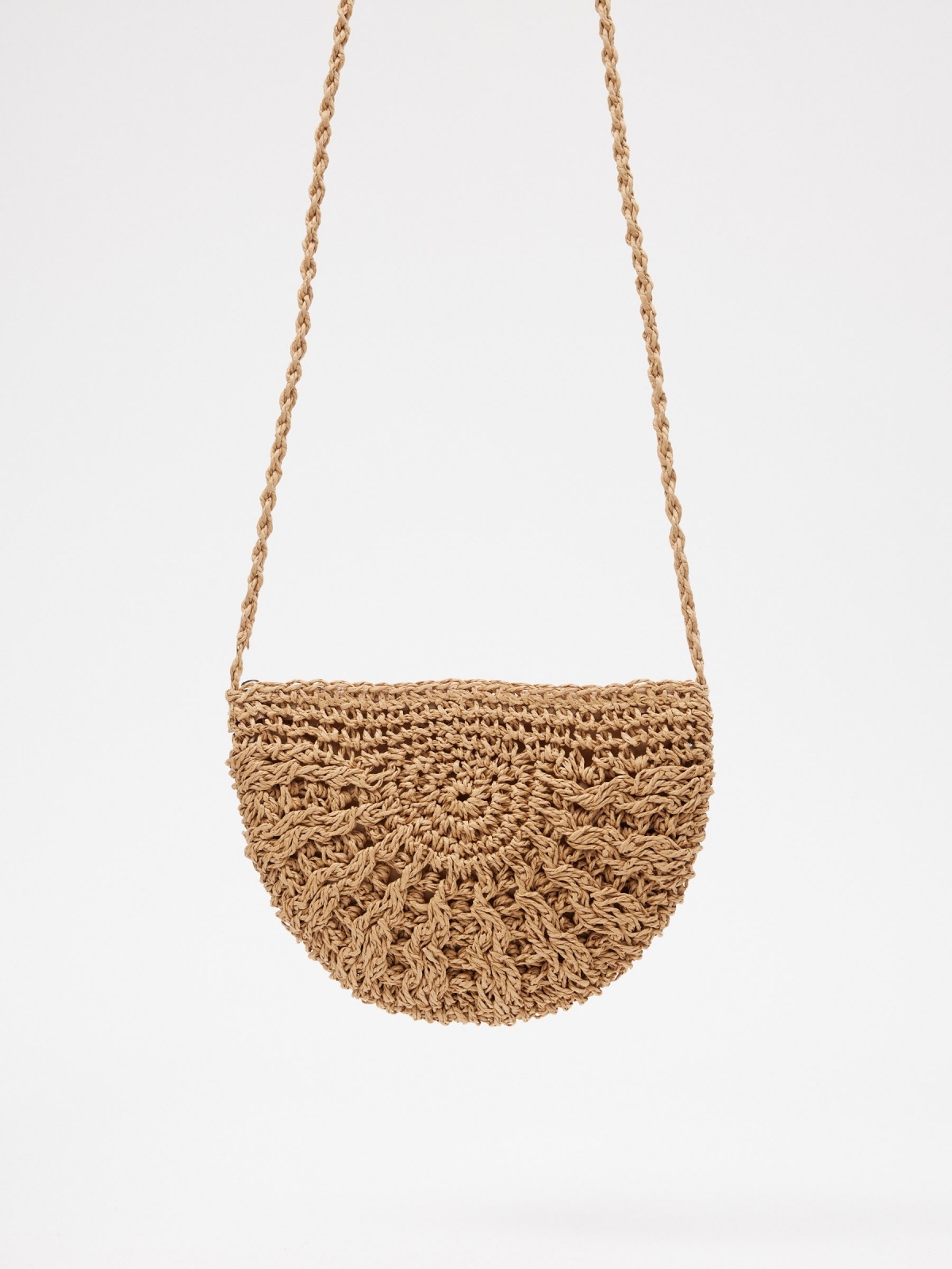 Bolso de fibra media luna camel