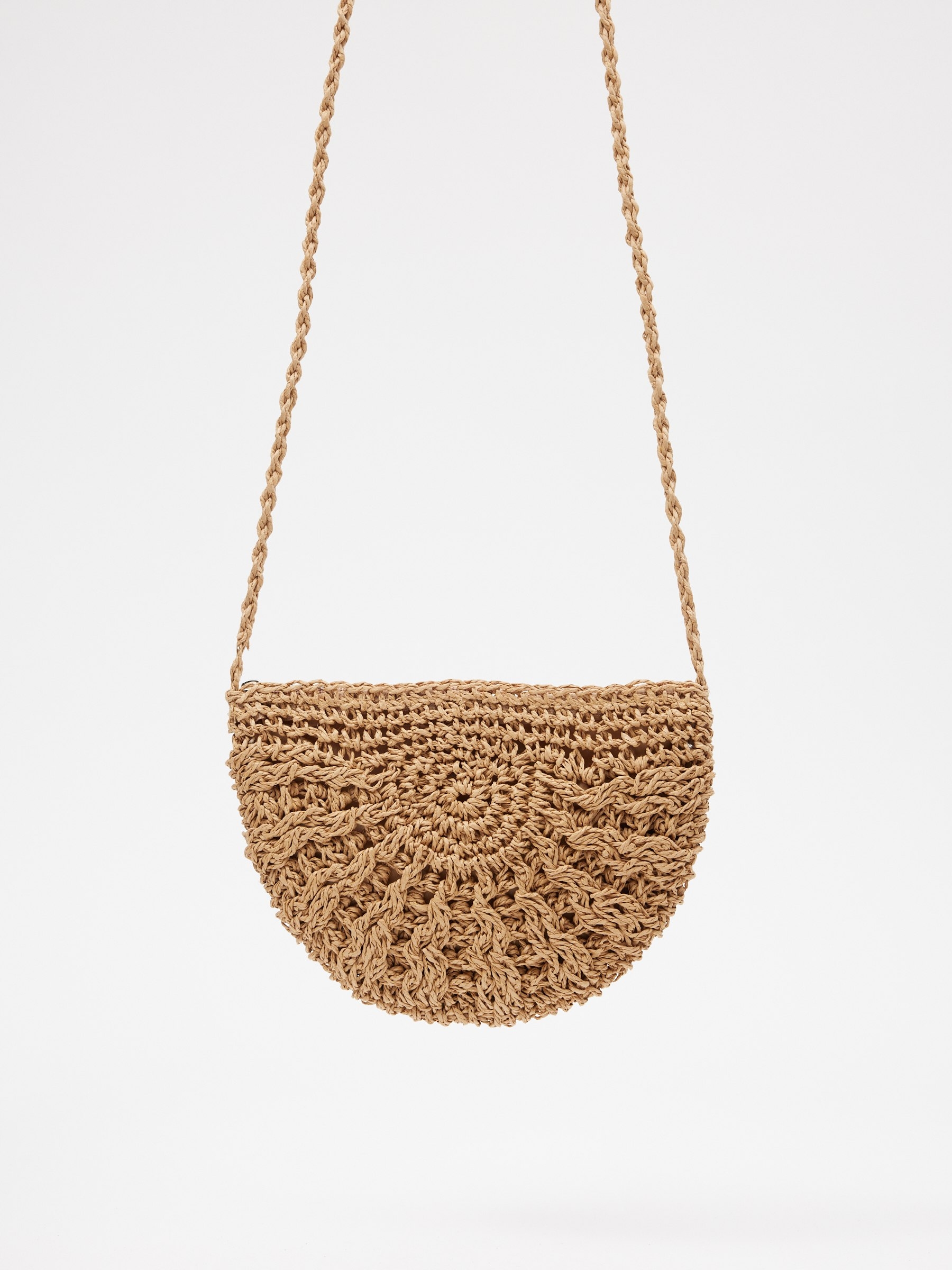 Bolso de fibra media luna camel