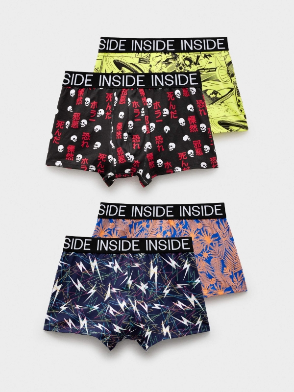 Cueca de boxer imprimir 4 pack vista frontal