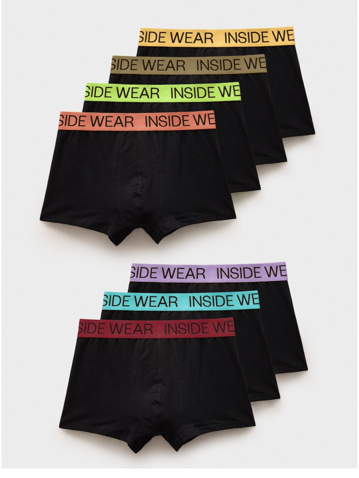 Cueca de boxer simples 7 pack vista meia frontal