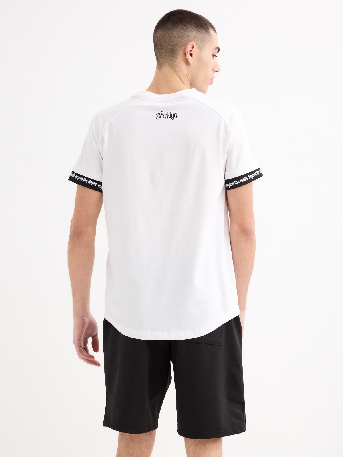 Raglan T-shirt with text detail white middle back view
