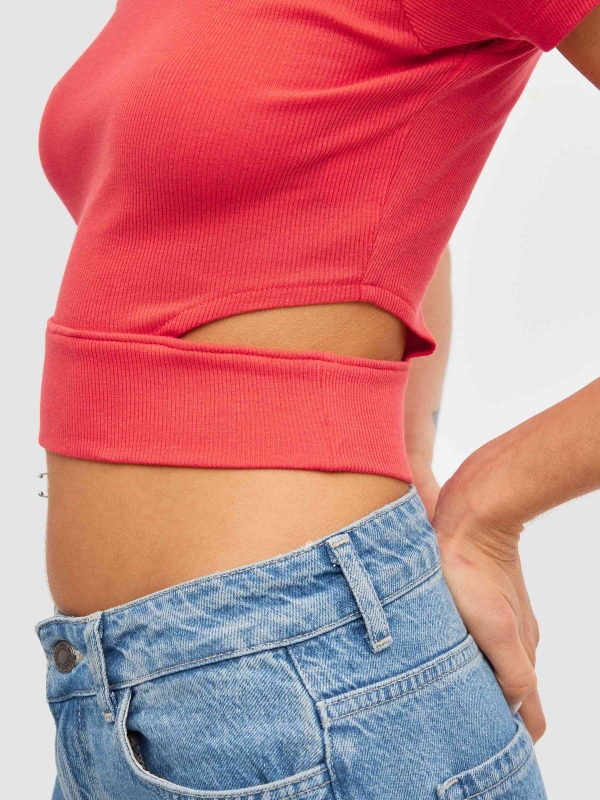 Crop top cut out rojo