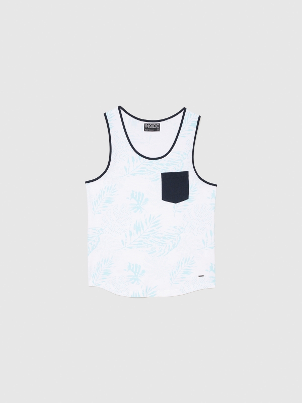  Tropical tank top with pocket white