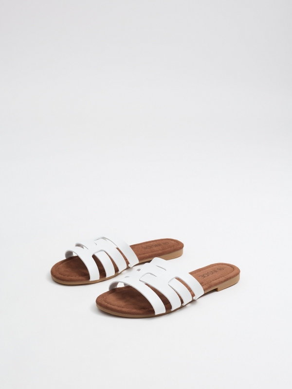 White interwoven slide sandal white detail view
