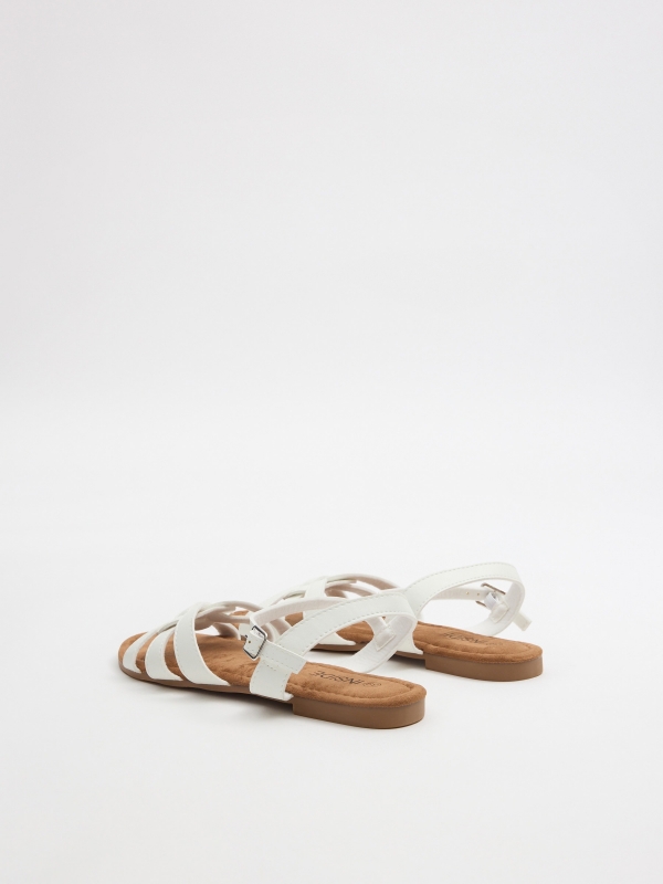 White cross-strap sandal white 45º back view