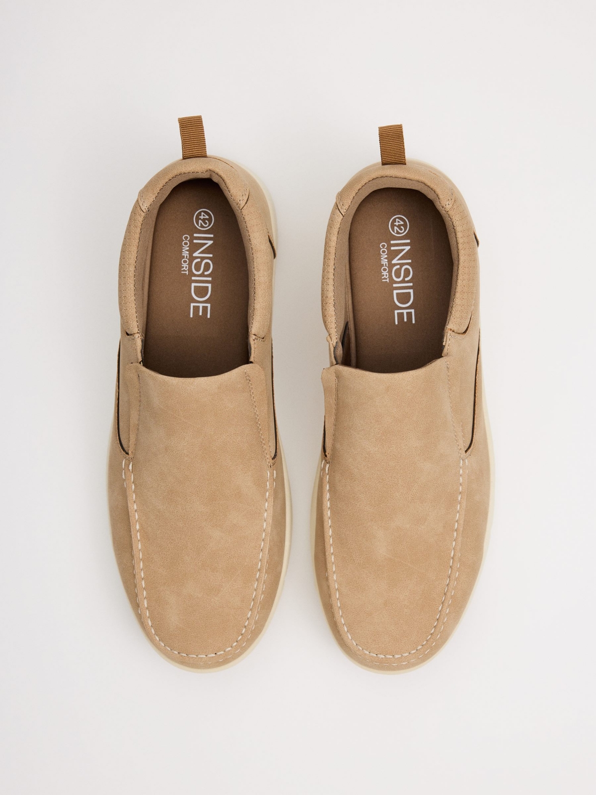 Mocasines polipiel mate camel vista cenital