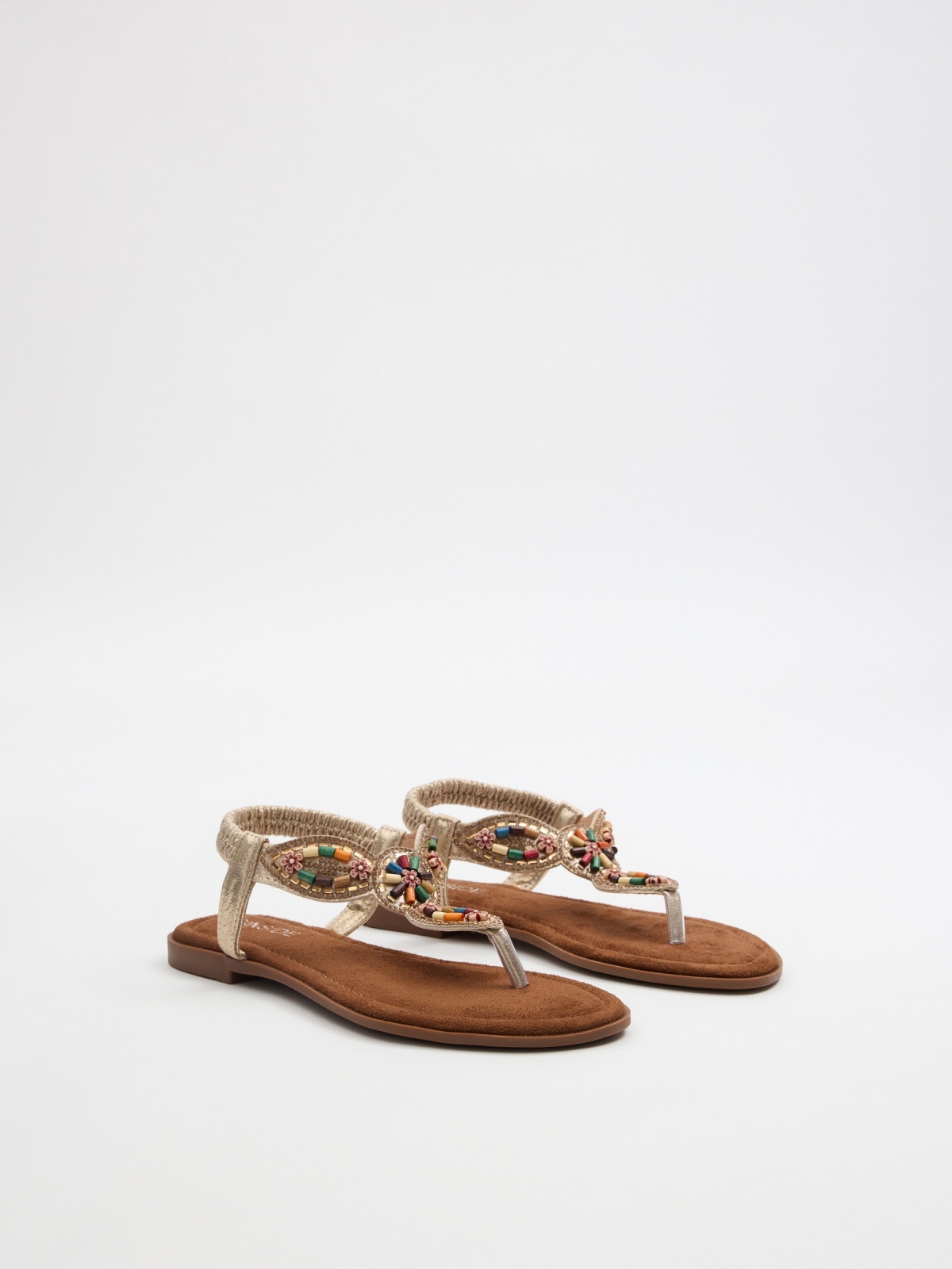 Multicolor glitter toe sandal sand 45º front view