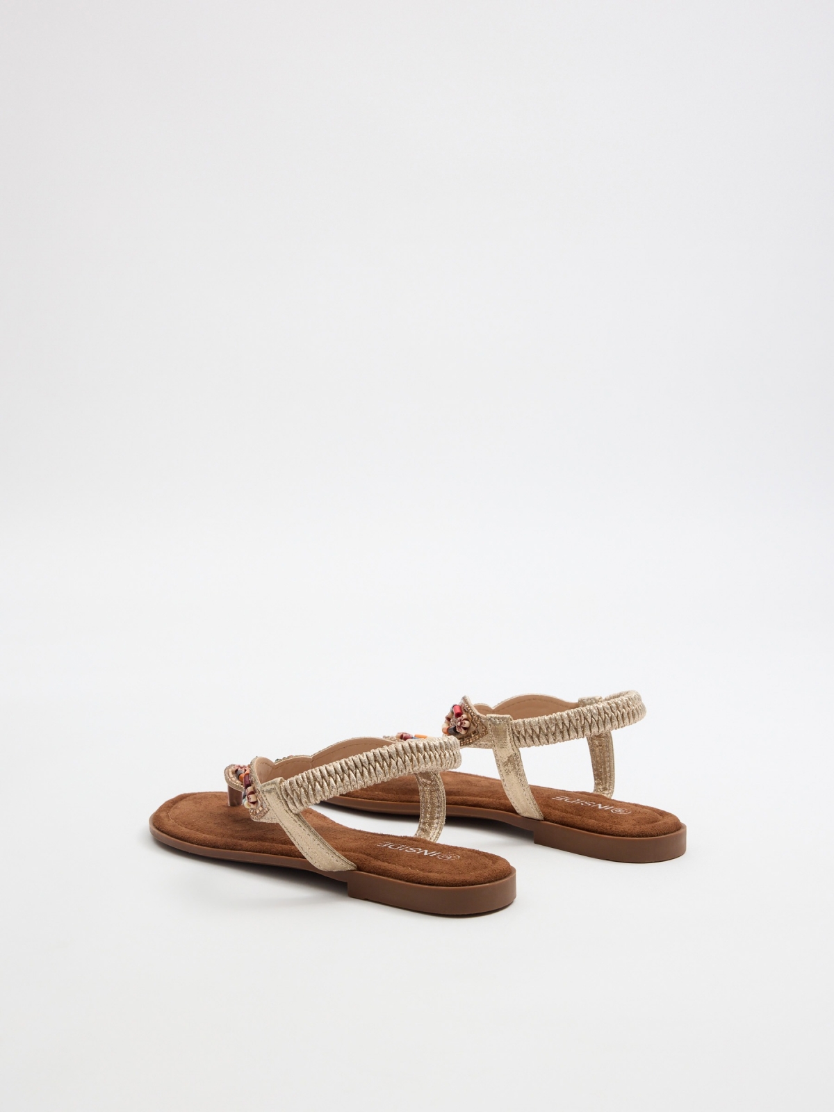 Multicolor glitter toe sandal sand 45º back view