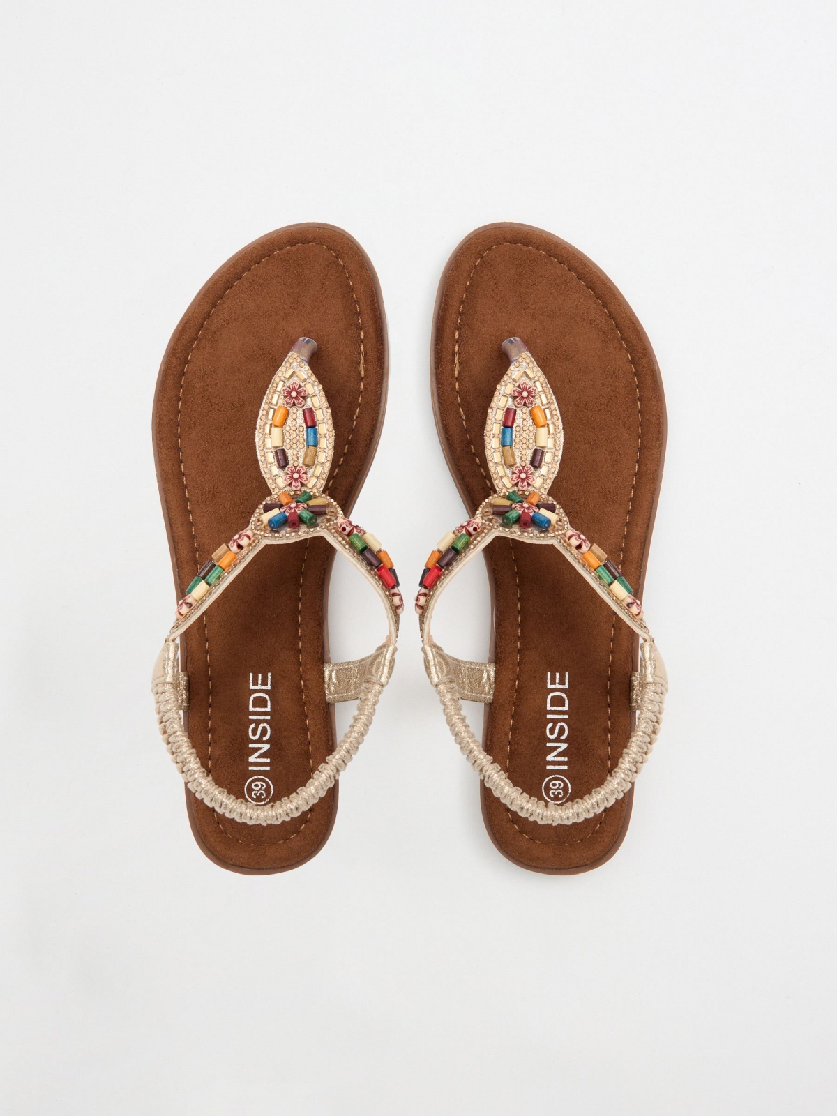 Multicolor glitter toe sandal sand 45º back view